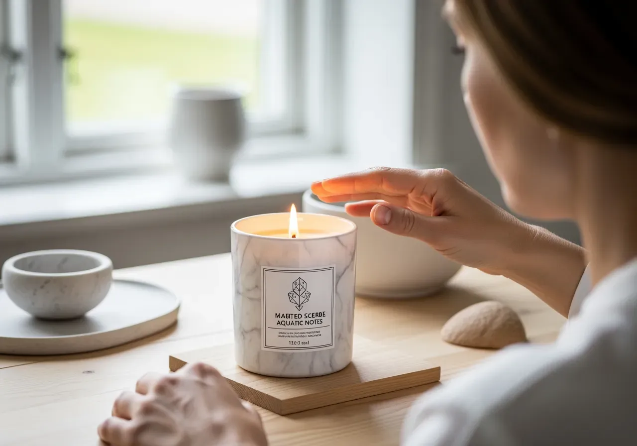 Akvatiska noter i doftljus av marmor