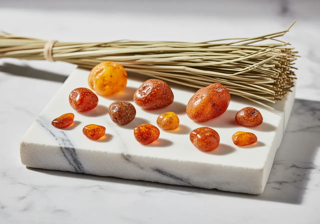 Bärnsten och vetiver i marmor