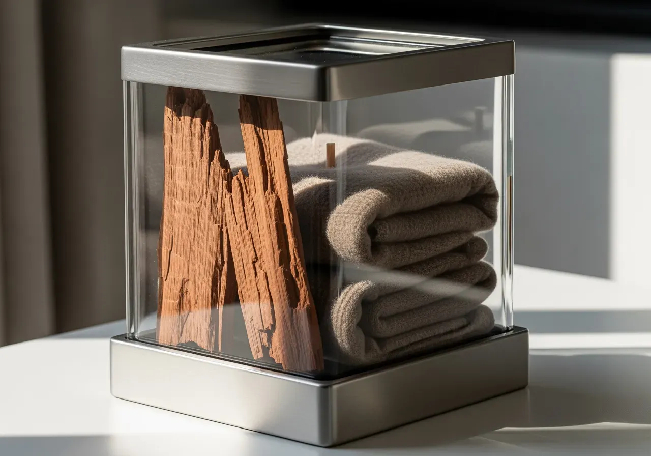 Ceder och kashmir i glas och metall