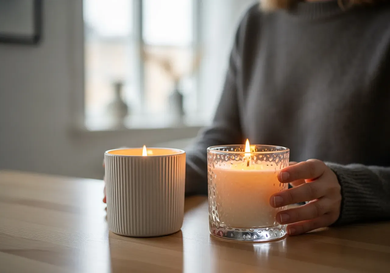 Materialeffekt i doftljus glas och keramik