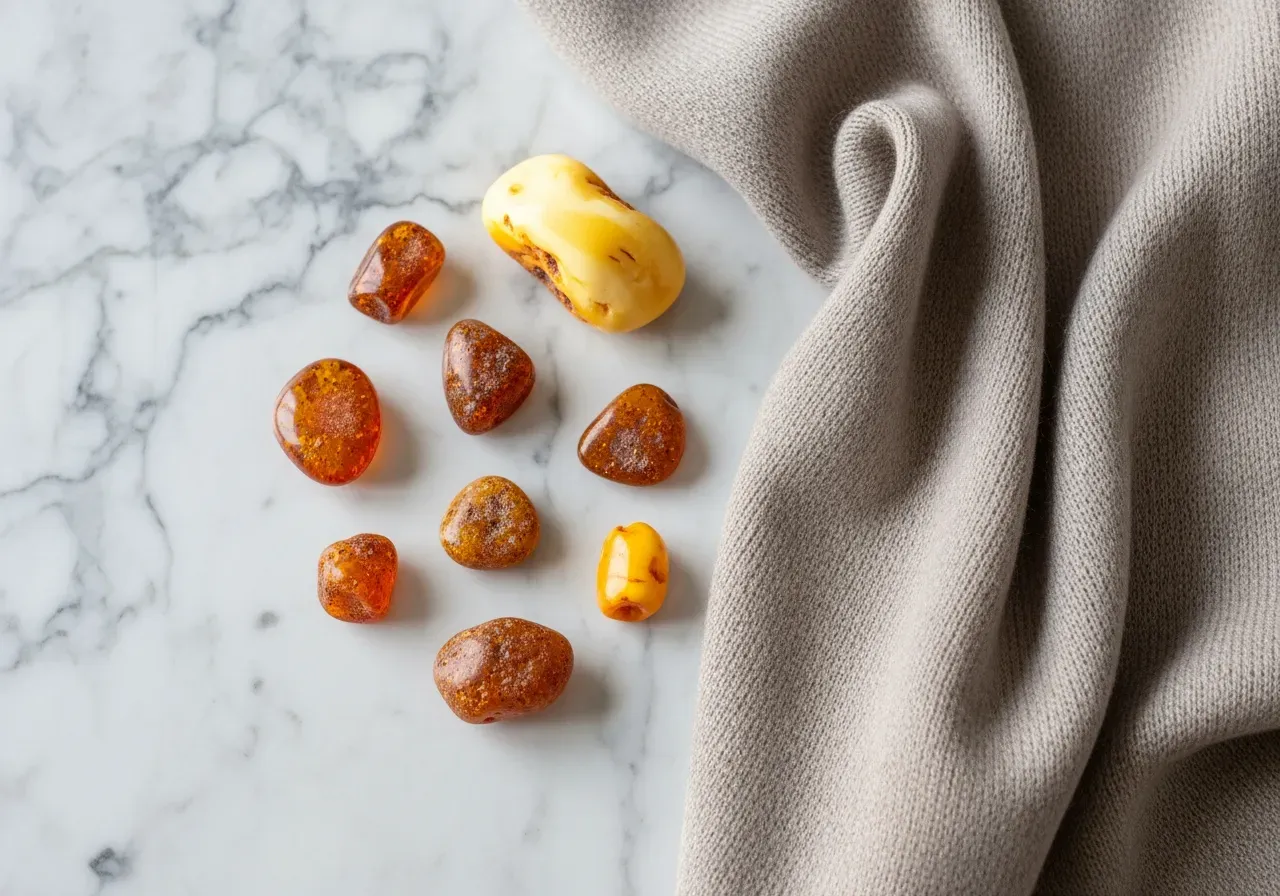 Bärnsten och kashmir i marmor