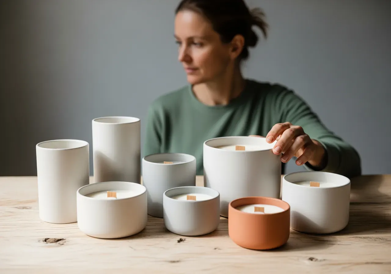 Keramikljus med persikodoft i olika storlekar