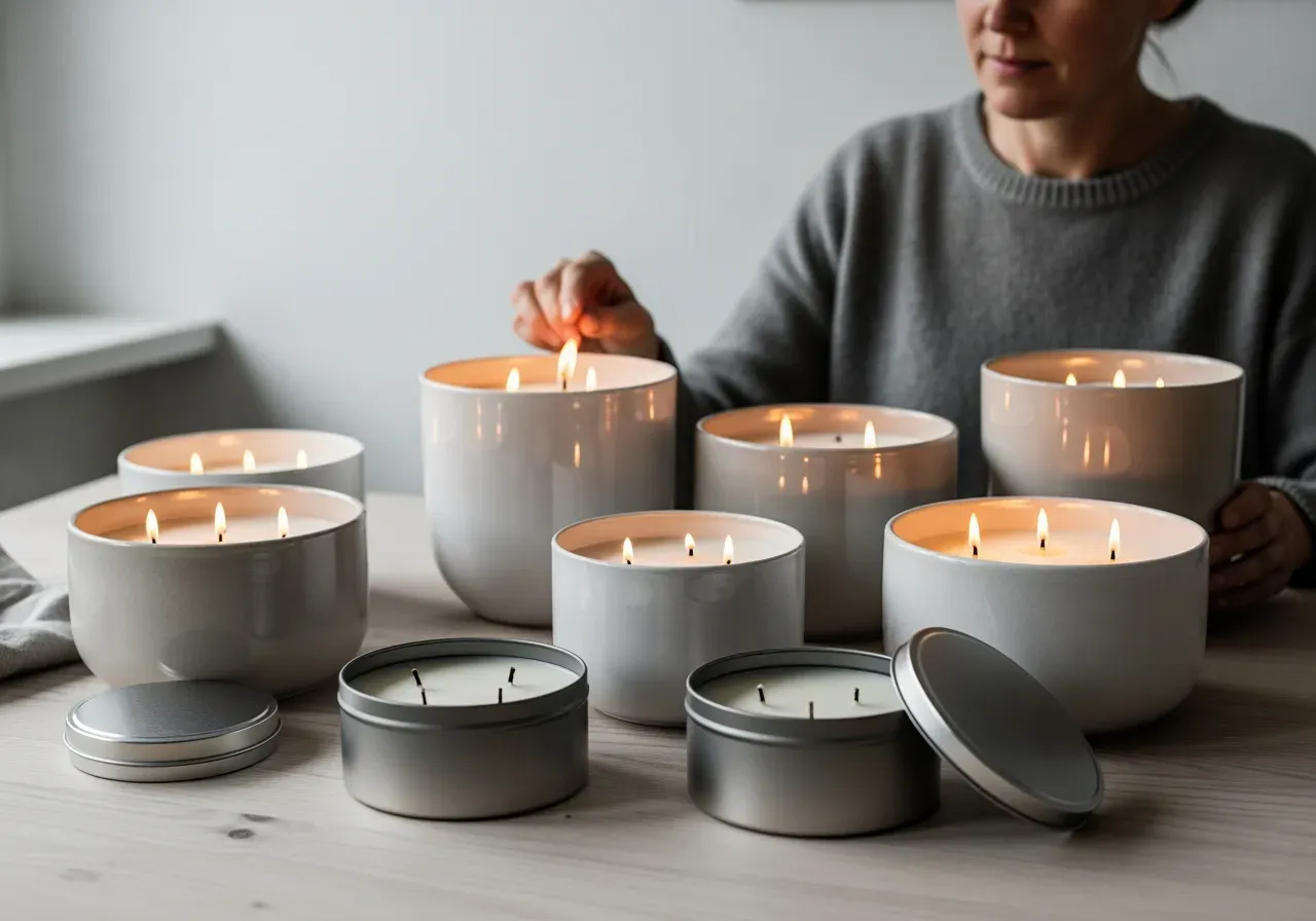 Stora doftljus i keramik och plåt