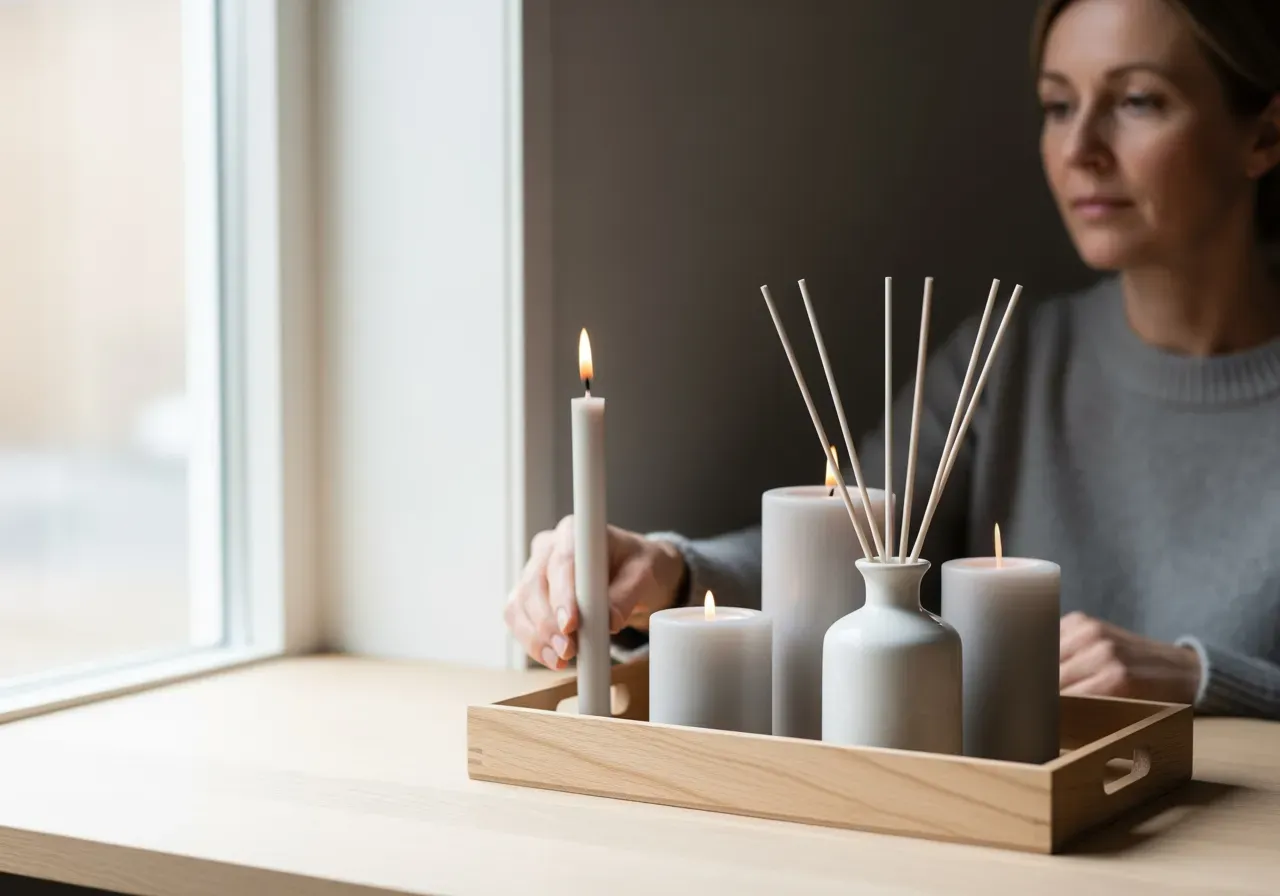 Doftlager med doftpinnar och ljus