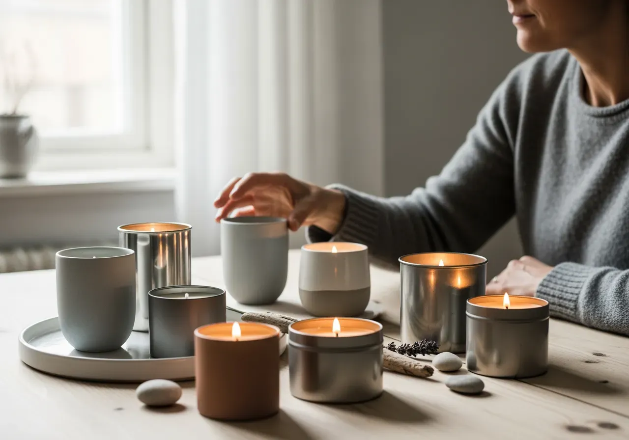 Unika doftljus i keramik och plåt